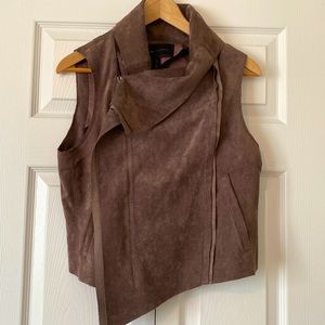 BCBGMAXAZRIA moto inspired faux suede vest